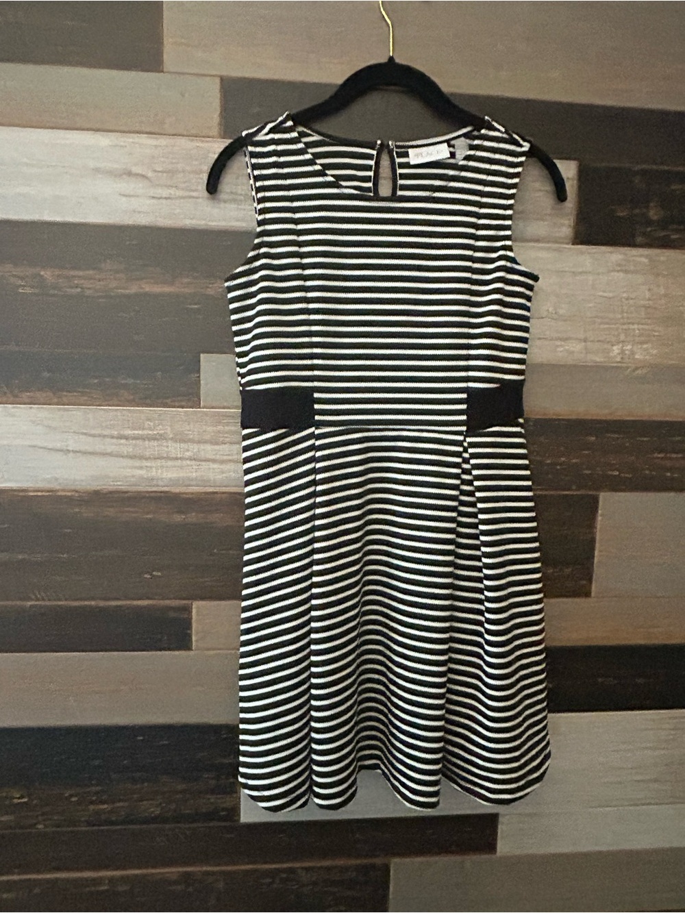 The Children's Place Black and White Striped Fit-and-Flare Dress size large